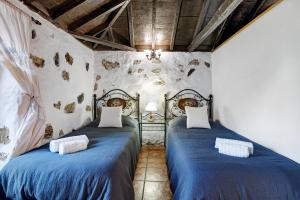 duas camas num quarto com lençóis azuis em Cassalive em Mazo