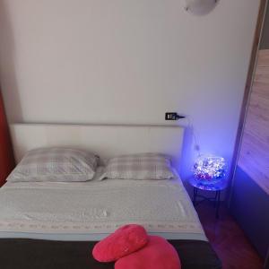 ブロダリツァにあるApartman Ivaの小さなベッドルーム(ライト付きのベッド付)