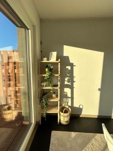 Cette chambre dispose d'une étagère avec des plantes et d'une fenêtre. dans l'établissement Le nid de Salsa, à Walferdange