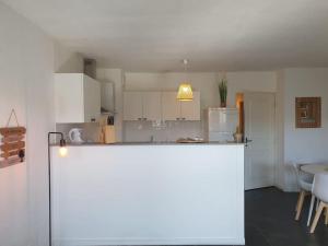 cocina con encimera blanca en una habitación en Cosy Opal - 6 pers - Grande Terrasse 15 m2 ! - parking gratuit dans la rue - WIFI haut débit, en Pau