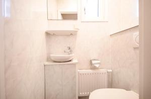 bagno bianco con lavandino e servizi igienici di MP 8 - Deichgraf 2 Komfort a Dorum-Neufeld