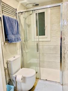 a bathroom with a toilet and a shower at Playa monte y mar, casa a 5 minutos del mar in Ondárroa +15 photos