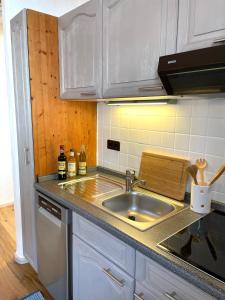 a kitchen with a sink and a counter top at St. Martin -1801- Ferienwohnungen in Sankt Martin