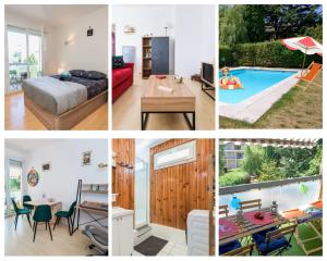a collage of photos of a house with a pool at Les jardins de Rangueil, Parking, Métro, Piscine in Toulouse +15 photos