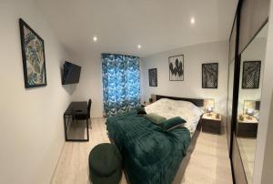 una camera con un grande letto e una finestra di Appartement brest st-marc 6-8personne 2min centre a Brest