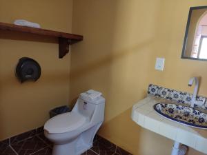 een badkamer met een toilet en een wastafel bij Aventurec in Piedra Pinta