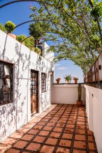an empty courtyard of a house with a patio at Casa Chiquitos in San Miguel de Allende