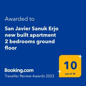 Certifikát, hodnocení, plakát nebo jiný dokument vystavený v ubytování San Javier Sanuk Erjo new built apartment 2 bedrooms ground floor