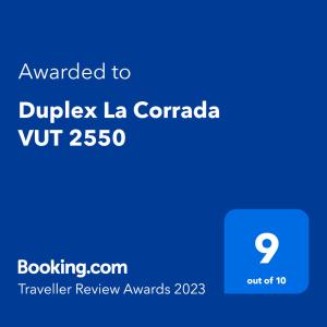 Certifikát, ocenenie alebo iný dokument vystavený v ubytovaní Duplex La Corrada VUT 2550