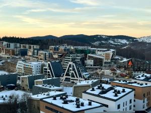 an aerial view of a city in the snow at Apartman LENA in Bjelašnica +3 photos