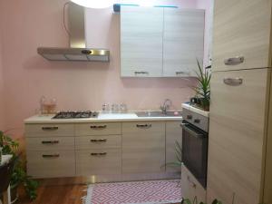 una cucina con lavandino e piano cottura di Appartamento duplex a Carpi