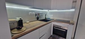 a kitchen with a counter with a sink and a stove at La Via dei Trabocchi in San Vito Chietino
