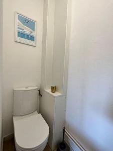 a bathroom with a toilet and a picture on the wall at Superbe appartement neuf - 5min beach walk in Nice