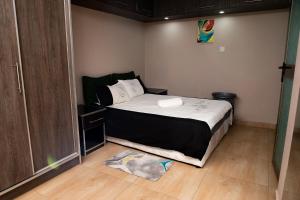 1 dormitorio pequeño con 1 cama en una habitación en EMC Fully Furnished &Serviced Apartments 4 bedroom with a private Pool, Wifi ,Aircons & Dstv, en Lusaka