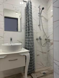 A bathroom at Just Studios