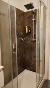 a shower with a glass door in a bathroom at Appartamento Sette Lecci in Lido di Camaiore