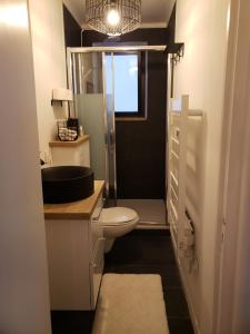 Koupelna v ubytování LA BULLE D'AIR, au cœur de Fouesnant et à 5 minutes des plages + 30 fotografií