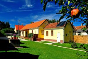 a house with an apple tree in the yard at Kis-Balatoni Ökoporta in Zalaszabar +8 photos