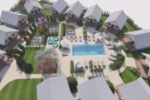 a rendering of a villa with a swimming pool at Holiday resort, Jaroslawiec in Jarosławiec