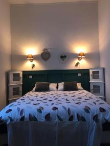 a bedroom with a large bed with two pillows at Nid douillet bord de Loire in Blois