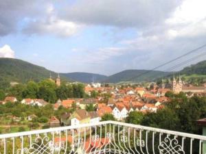 a view of a city from a balcony of a town at Ferienwohnung Lioba Kunst in Amorbach
