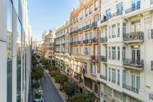 a view from the window of a building at Moontels Paseo de Ruzafa in Valencia