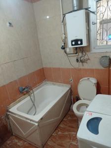 a bathroom with a bath tub next to a toilet at خالد بن الوليد بجوار كشرى التحرير in Alexandria