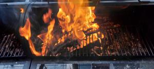 a grill with a lot of fire in it at Nuova Locanda Turisti in Bignasco