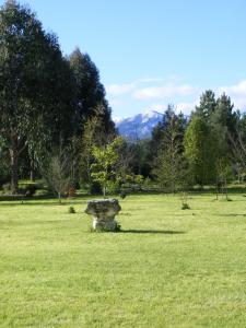 a rock sitting in the middle of a grass field at Posto Bello in North Loburn