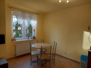 Televízia a/alebo spoločenská miestnosť v ubytovaní Apartament z Ogródkiem