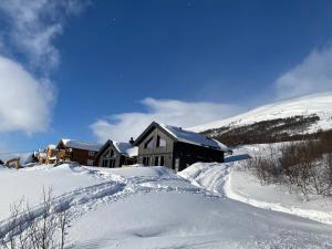 une maison au sommet d'une montagne enneigée dans l'établissement Vangslia, Oppdal. Lekker leilighet med ski inn/ski ut, à Oppdal