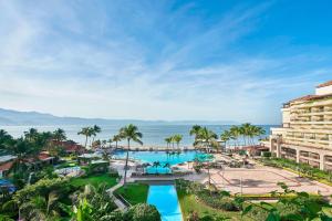 an aerial view of the resort with the ocean in the background at Marriott Puerto Vallarta Resort & Spa in Puerto Vallarta