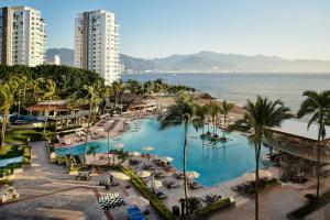 an aerial view of a resort with a swimming pool at Marriott Puerto Vallarta Resort & Spa in Puerto Vallarta