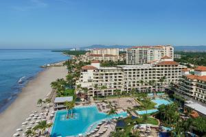 an aerial view of the resort and the beach at Marriott Puerto Vallarta Resort & Spa in Puerto Vallarta