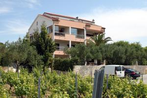 van zaparkowany przed budynkiem w obiekcie Family friendly apartments with a swimming pool Povljana, Pag - 244 w mieście Povljana