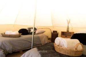 Postel nebo postele na pokoji v ubytování Nomada Glamping & Aguas Termales - San Miguel de Allende X NANTLI LIVING