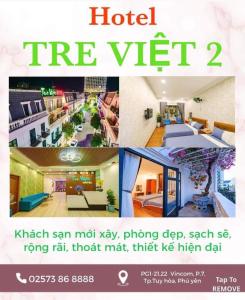 eine Collage mit Fotos eines Hotels mit den Worten Hotelbaum vip in der Unterkunft KHÁCH SẠN TRE VIỆT 2 in Tuy Hoa