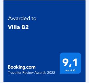Certifikát, hodnocení, plakát nebo jiný dokument vystavený v ubytování Villa B2 codice IUN Q1844