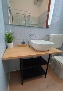ein Bad mit einem Waschbecken und einem WC in der Unterkunft Appartamento Alla Salute in Venedig