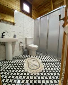 uma casa de banho com um WC e um lavatório em EMİS DAĞEVİ em Fındıklı