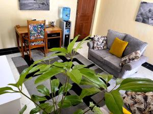 a living room with a couch and a plant at Splendid stay in Nakuru in Nakuru