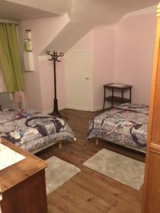 a bedroom with two beds and a wooden floor at Apartment Coecilia in Ax-les-Thermes