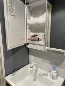 a bathroom with a sink and a mirror above a sink at ZDT-511 in Tokyo