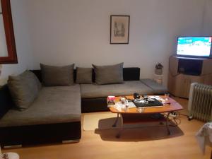 sala de estar con sofá y mesa en Apartmani Dokoza en Drage