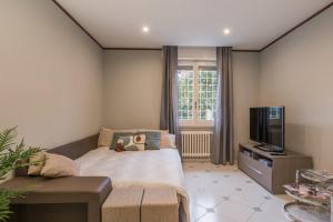 1 dormitorio pequeño con 1 cama y TV en Daniela's Place, en Roma