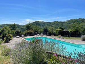 a swimming pool with mountains in the background at Il Cantuccio - Borgo con piscina privata in Molino di Renzetti