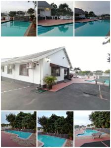 een collage van foto's van een zwembad en een huis bij Buckleigh Guesthouse in Durban