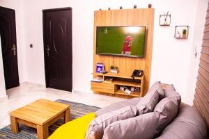 TV a/nebo společenská místnost v ubytování LOTUS EXECUTIVE SUITE, RHODABODE APT.