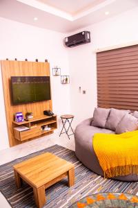 TV a/nebo společenská místnost v ubytování LOTUS EXECUTIVE SUITE, RHODABODE APT.