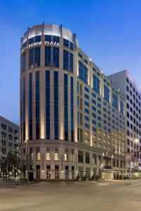 a building with a sign on the side of it at Crowne Plaza Cleveland at Playhouse Square by IHG in Cleveland +134 photos